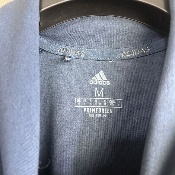 Adidas Golf Shirt Size Medium Blue PrimeGreen Performance Polo Shirt Sleeve - Picture 6 of 10